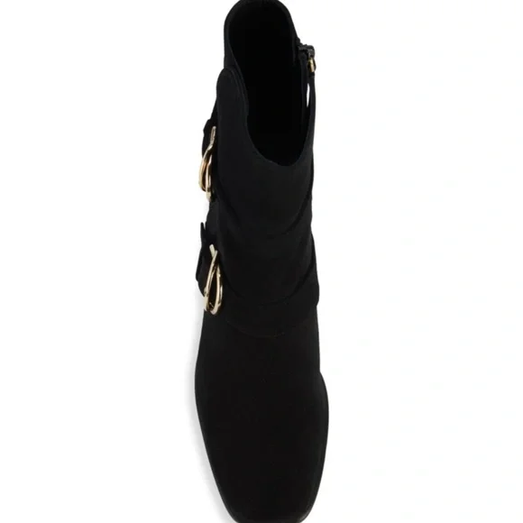 Stuart Weitzman Britain Suede Boots Black and Gold - Picture 3 of 11